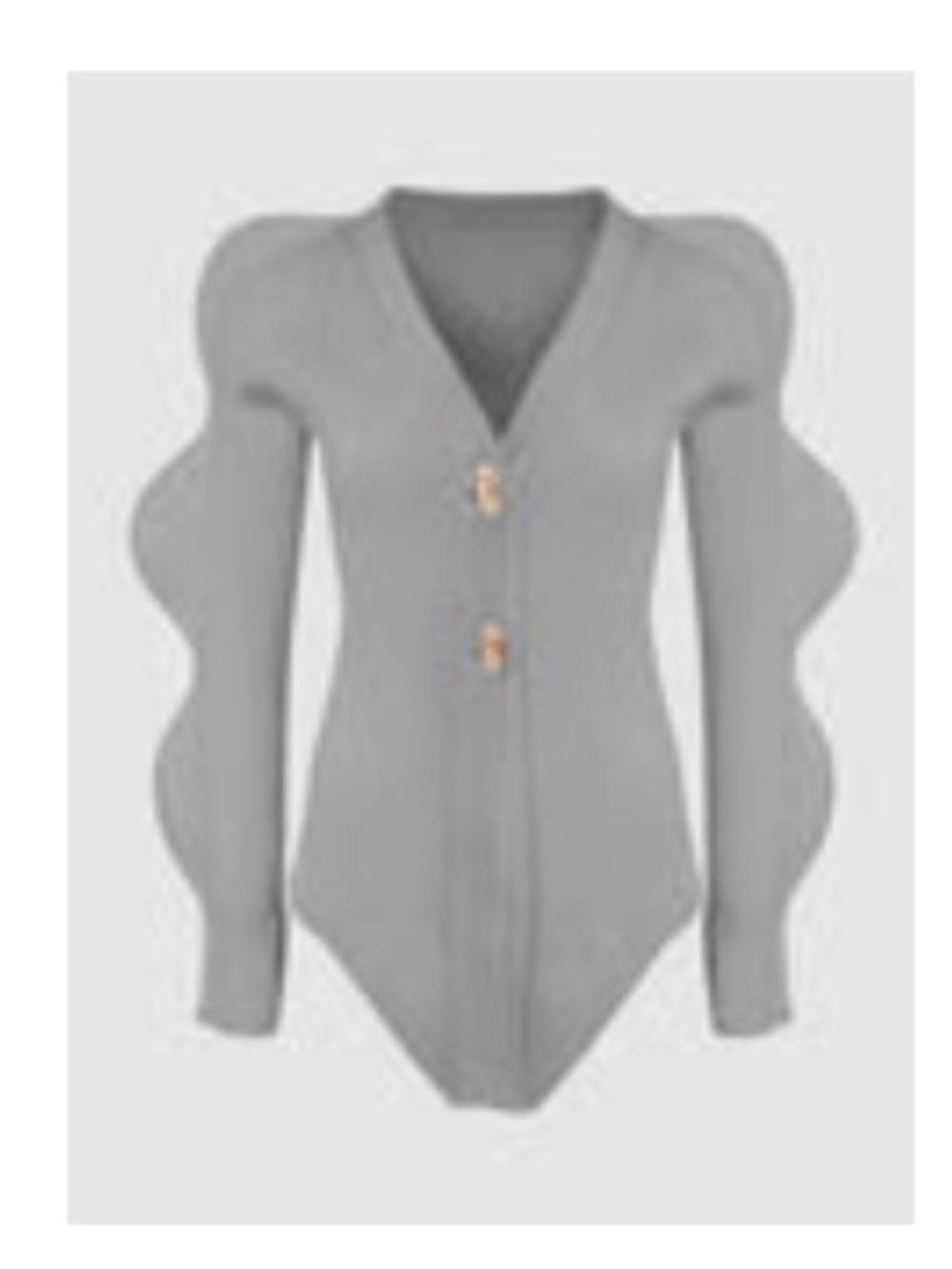 Women's Grey Wave Sleeve V-Neck Cardigan from Urban Reviving